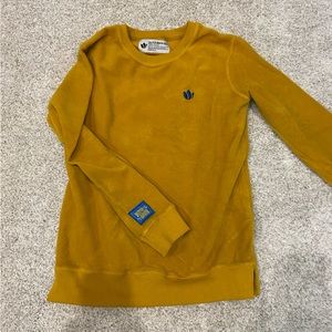 Dutch Bros coffee yellow fuzzy sweater long sleeve